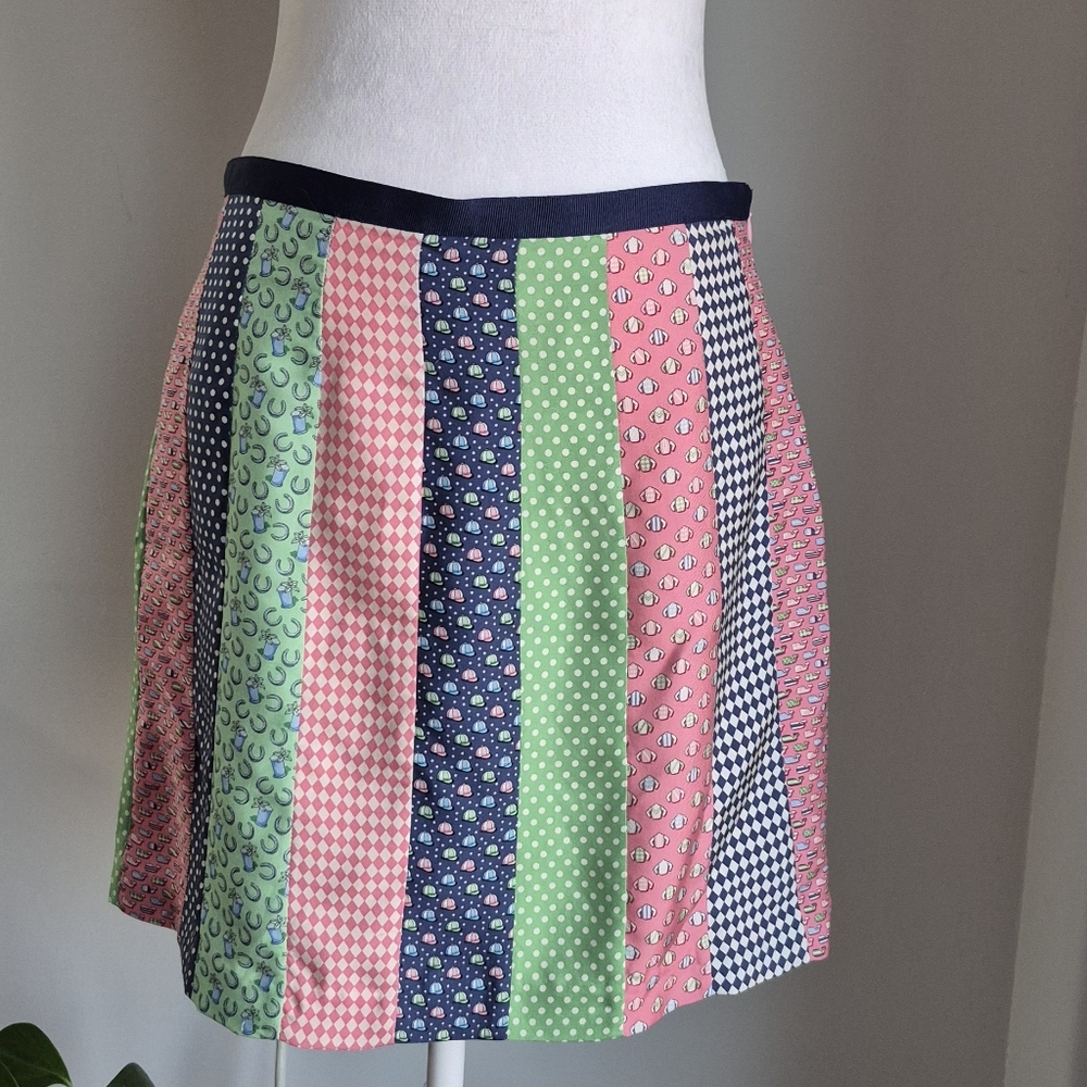 Vineyard Vines For Kentucky Derby Patchwork Silk MiniSkirt Size 6